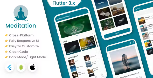 mighty-meditation-flutter-meditation-app-for-android-and-ios-platforms-with.png Mighty Meditation - Flutter Meditation App for Android and iOS platforms with Php Backend - Image 1