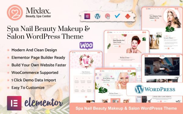 Mixlax - Beauty Spa Wellness Salon Makeup Shop WordPress Theme - Image 1