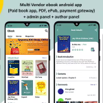 MultiVendor ebook Android App (Paid book app, PDF, ePub, payment gateway) + admin panel + author pa