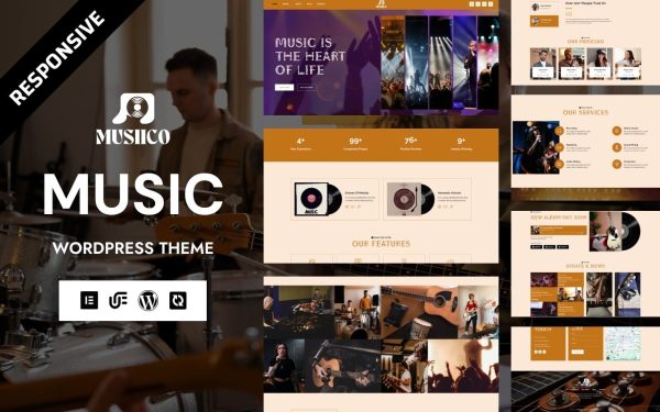 Musiico - Classical Music & Orchestral Group WordPress Elementor Theme - Image 1