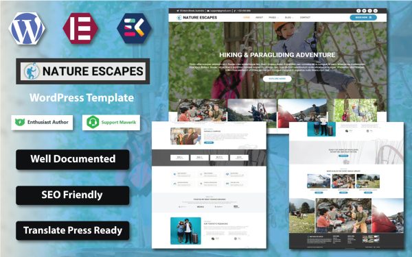 Nature Escapes - Hiking, Skiing & Paragliding WordPress Template - Image 1