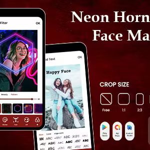 Neon Horns Devils Face Makeup Editor - Neon Horns Devil Face - Devils Face Makeup Photo Editor