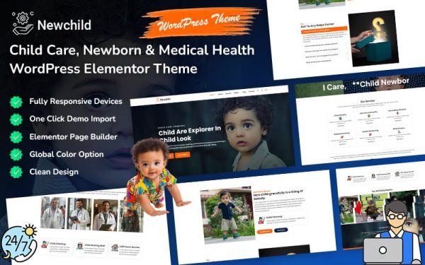 Newchild - Child Care, Newborn & Medical WordPress Elementor Theme - Image 1