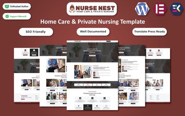 Nurse Nest - Home Care & Private Nursing WordPress Elementor Template - Image 1