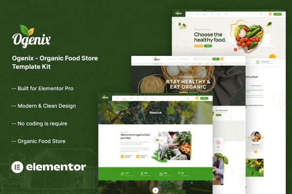 Ogenix - Organic Food Store Elementor Template Kit - Image 1