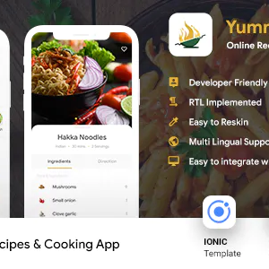 Online Recipes & Cooking Android + iOS App Template - IONIC 5 - Yummy