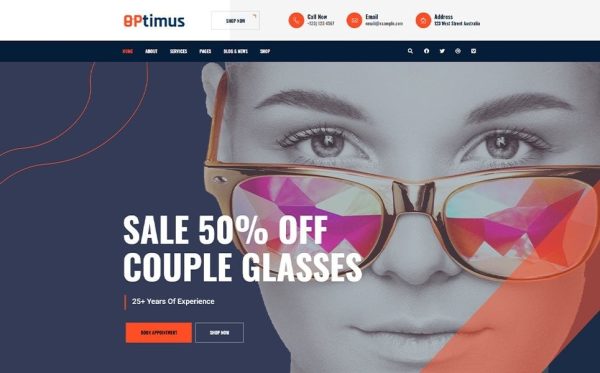 Optymus | Optic Glasses Store WordPress Theme - Image 1