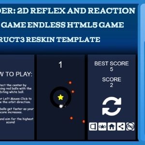 Orbit Defender: 2D Reflex And Reaction Challenge Game Endless Html5 Game Construct3 reskin Template
