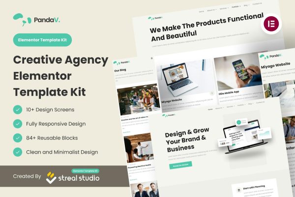 PandaV - Creative Agency Elementor Template Kit - Image 1