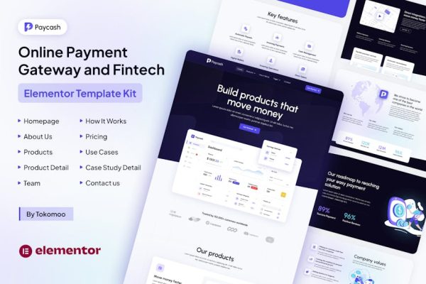 Paycash - Online Payment Gateway & Fintech Elementor Template Kit - Image 1