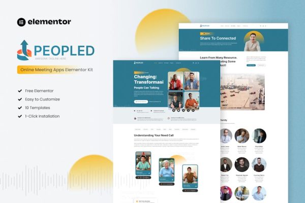 Peopled - Online Meeting App Elementor Template Kit - Image 1