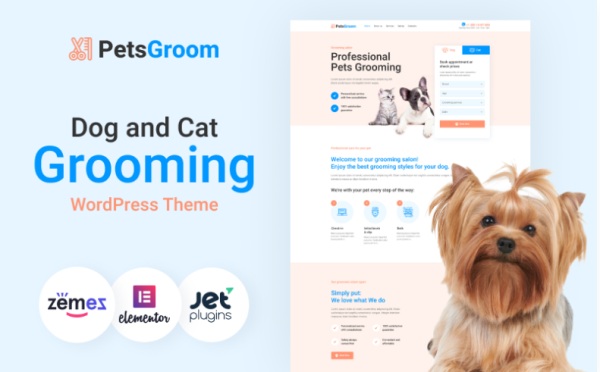 PetsGroom - Dog & Cat Grooming WordPress Theme - Image 1