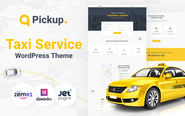 Pickup - Fast And Reliable Taxi Service Website WordPress Theme - Image 1