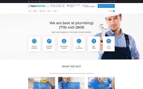 PipeMaster - Plumbing Services WordPress Theme - Image 1
