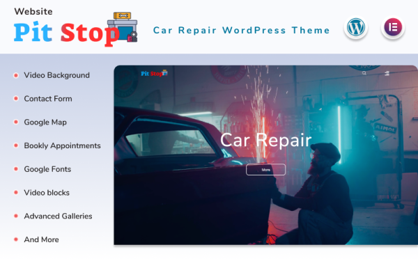 Pit Stop - Car Repair Website with Blog Elementor WordPress Theme - Image 1