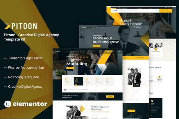 Pitoon - Creative Digital Agency Elementor Template Kit - Image 1
