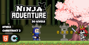 Pixel ninja adventure 30 levels construct 3 html5 game gplpixel.png