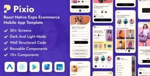 Pixio react native expo ecommerce mobile app template codermarket.jpg