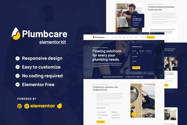 PlumbCare - Plumbing Service Elementor Template Kit - Image 1