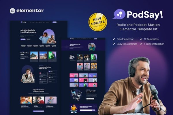 PodSay - Radio & Podcast Station Elementor Template Kit - Image 1