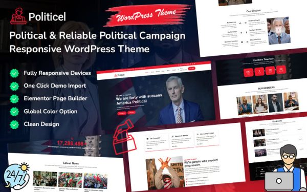 Politicel - Political & Reliable Political Campaign Responsive WordPress Theme - Image 1
