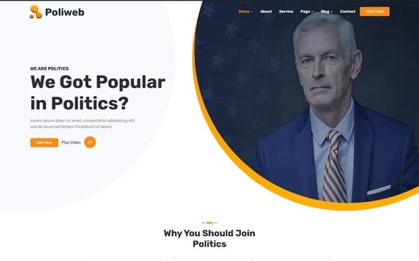 Poliweb - Political Candidate WordPress Elementor Theme - Image 1