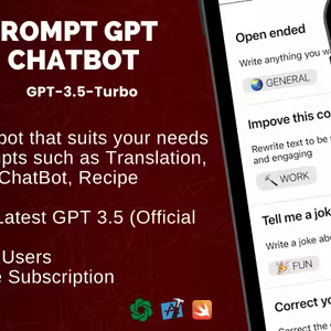 PromptGPT for IOS - AI Multi Chatbot based on ChatGPT GPT 3.5 and OpenAI | IOS Swift Full Application