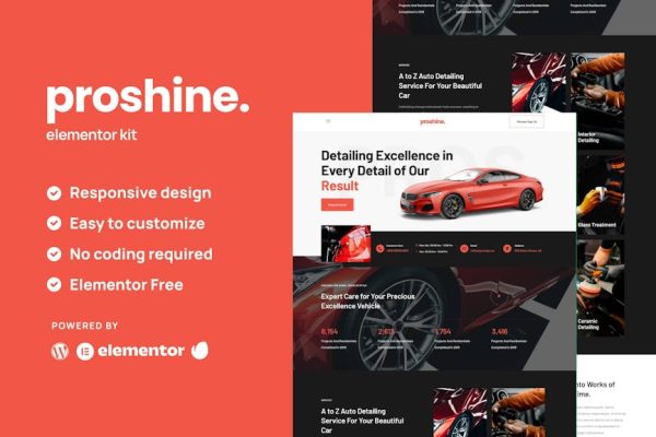 Proshine - Car Detailing & Auto Service Elementor Template Kit - Image 1