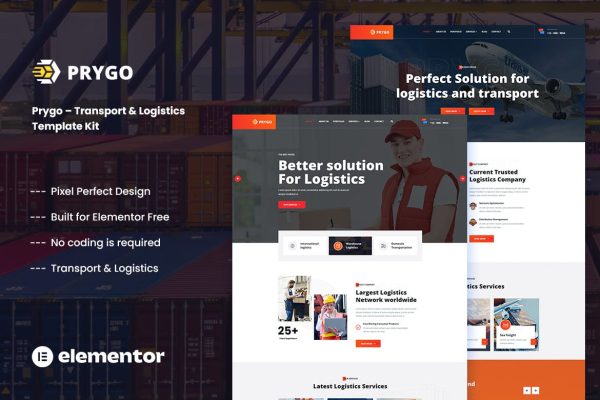 Prygo – Transport & Logistics Elementor Template Kit - Image 1