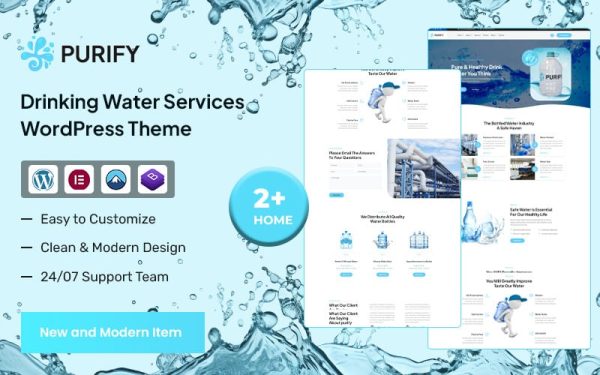 Purify - Drinking Water and Delivery Services WordPress Theme - Image 1