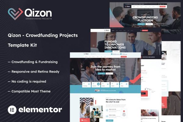 Qizon - Crowdfunding Projects Elementor Template Kit - Image 1