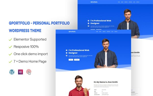 QPortfolio - Personal Portfolio One page WordPress Theme - Image 1
