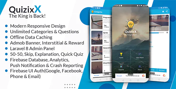 quizix-android-quiz-app-with-admob-fcm-push-notification-offline-data.png Quizix - Android Quiz App with AdMob, FCM Push Notification, Offline Data Caching - Image 1