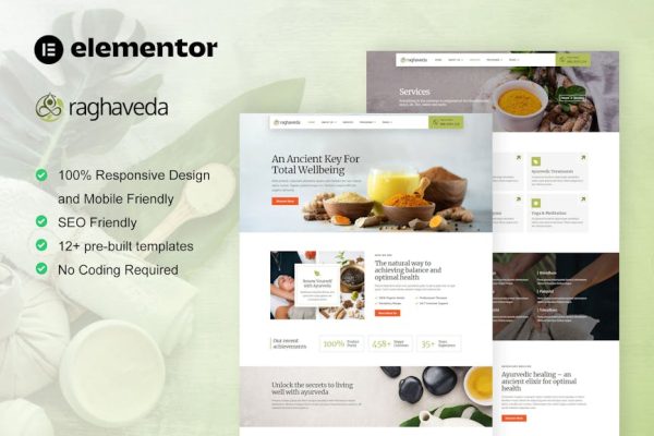 Raghaveda - Ayurveda Treatment & Spa Elementor Template Kit - Image 1