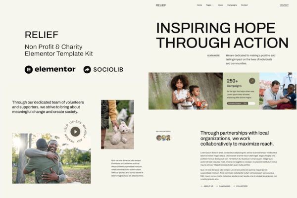 Relief - Non Profit & Charity Elementor Template Kit - Image 1