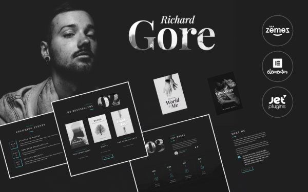 Richard Gore - Writer Portfolio Elementor WordPress Theme - Image 1