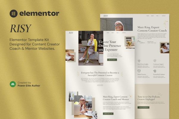 Risy – Content Creator Coach & Mentor Elementor Template Kit - Image 1