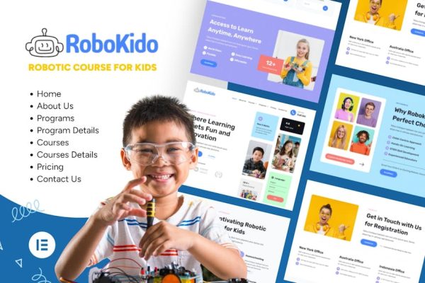 Robokido - Online Learning Courses for Kids Elementor Template Kit - Image 1