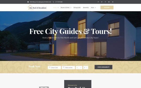 Roy Bed & Breakfast - Small Hotel WordPress Theme - Image 1