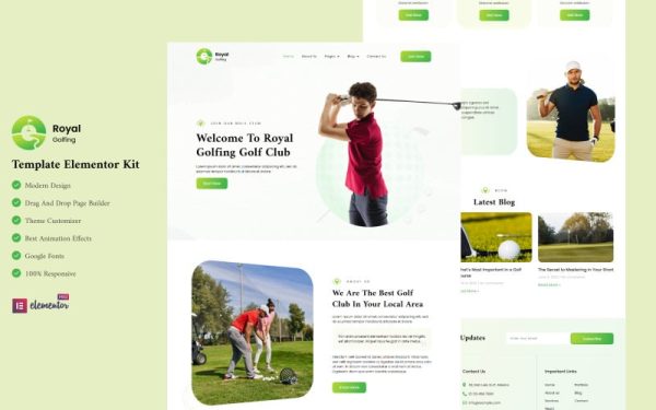 Royal Golfing - Golf Club Ready to Use Elementor Template Kit - Image 1