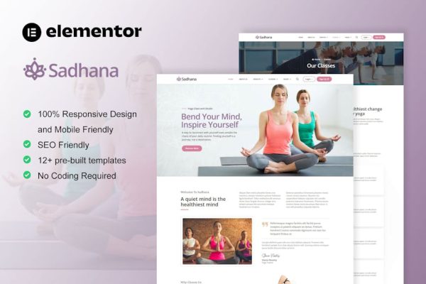 Sadhana - Yoga Teacher & Studio Elementor Template Kit - Image 1