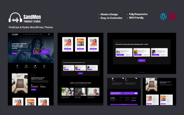 SandMen - Podcast & Radio Studio WordPress Website - Image 1