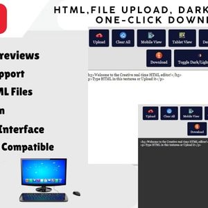 SARAMAR - Real-Time HTML Editor with Responsive Previews, File Upload, and Dark Mode Toggle