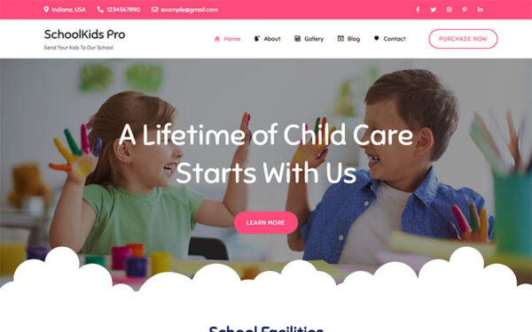 SchoolKids Pro - Kindergarten and Preschool WordPress Theme - Image 1
