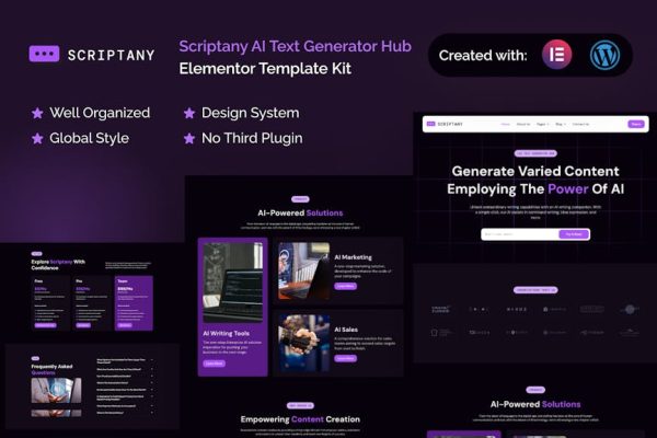 Scriptany - AI Text Generator Hub Elementor Pro Template Kit - Image 1