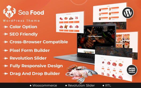 Seafood And Meat Store WordPress Theme - Image 1