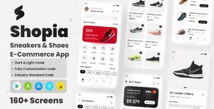 Shopia sneakers shoes e commerce app react native cli ui kit codermarket.jpg
