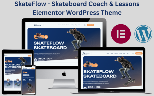 SkateFlow - Skateboard Coach & Lessons Elementor WordPress Theme - Image 1