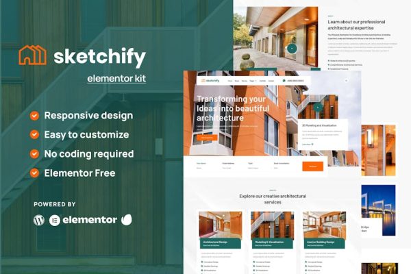 Sketchify - Architecture & Construction Service Elementor Template Kit - Image 1