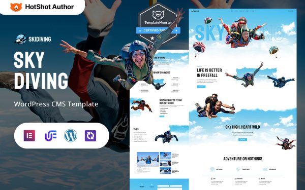 Skidiving - Skydiving Adventure And Parachute WordPress Elementor Theme - Image 1